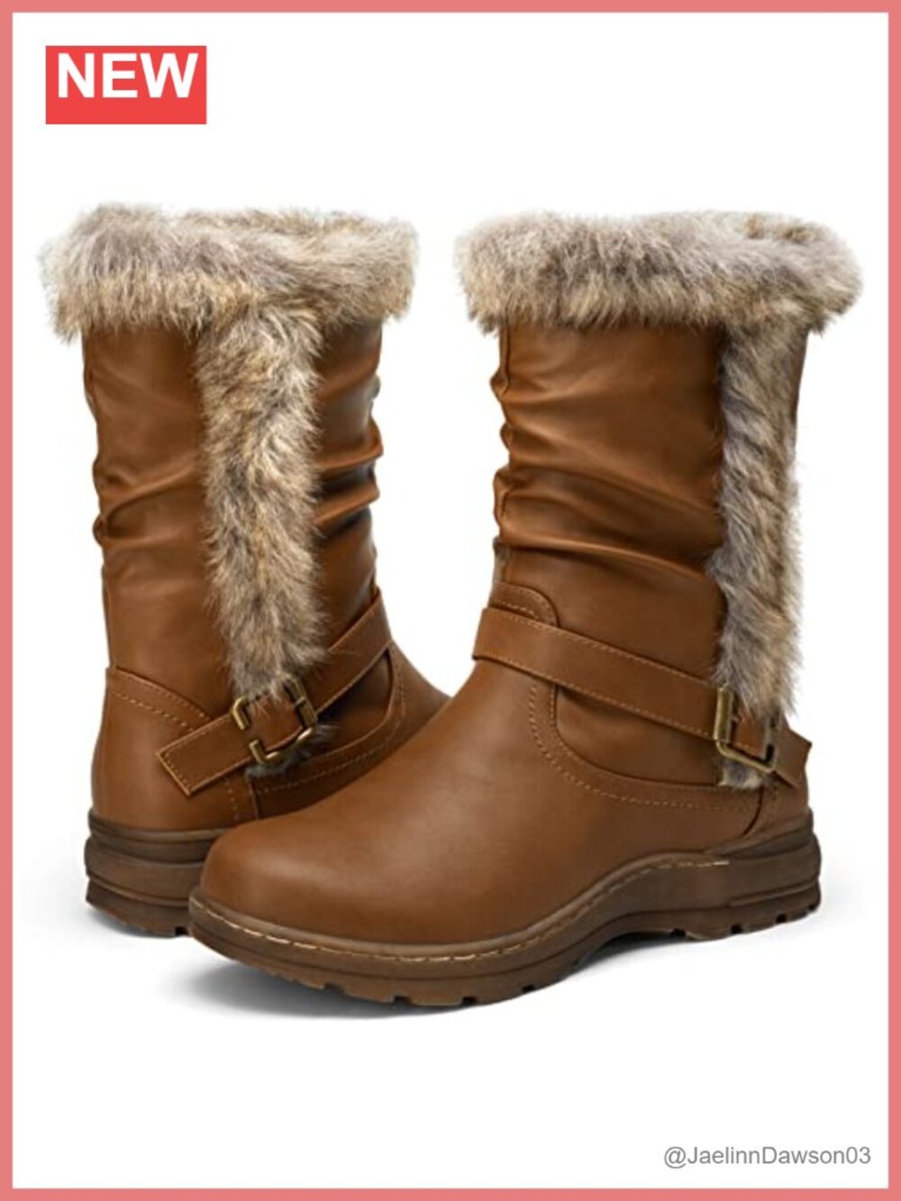 Vepose Women's Warm Mid Calf Winter Boots Fur Lined Side Zipper Lightweight - Picture 5 of 6